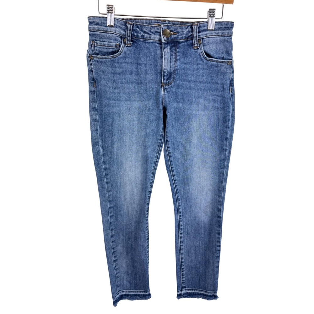 Kut from the Kloth Womens Size 2 Skinny Ankle Jeans Medium Wash Raw Frayed Hem - Picture 1 of 7